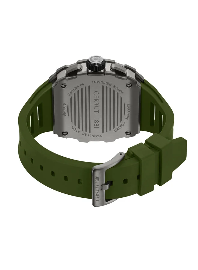 CERRUTI 1881 green Men's Gubbio Green Dial Silicone Strap Chronograph Watch for Men, 43.5mm for Men | Best Price UAE